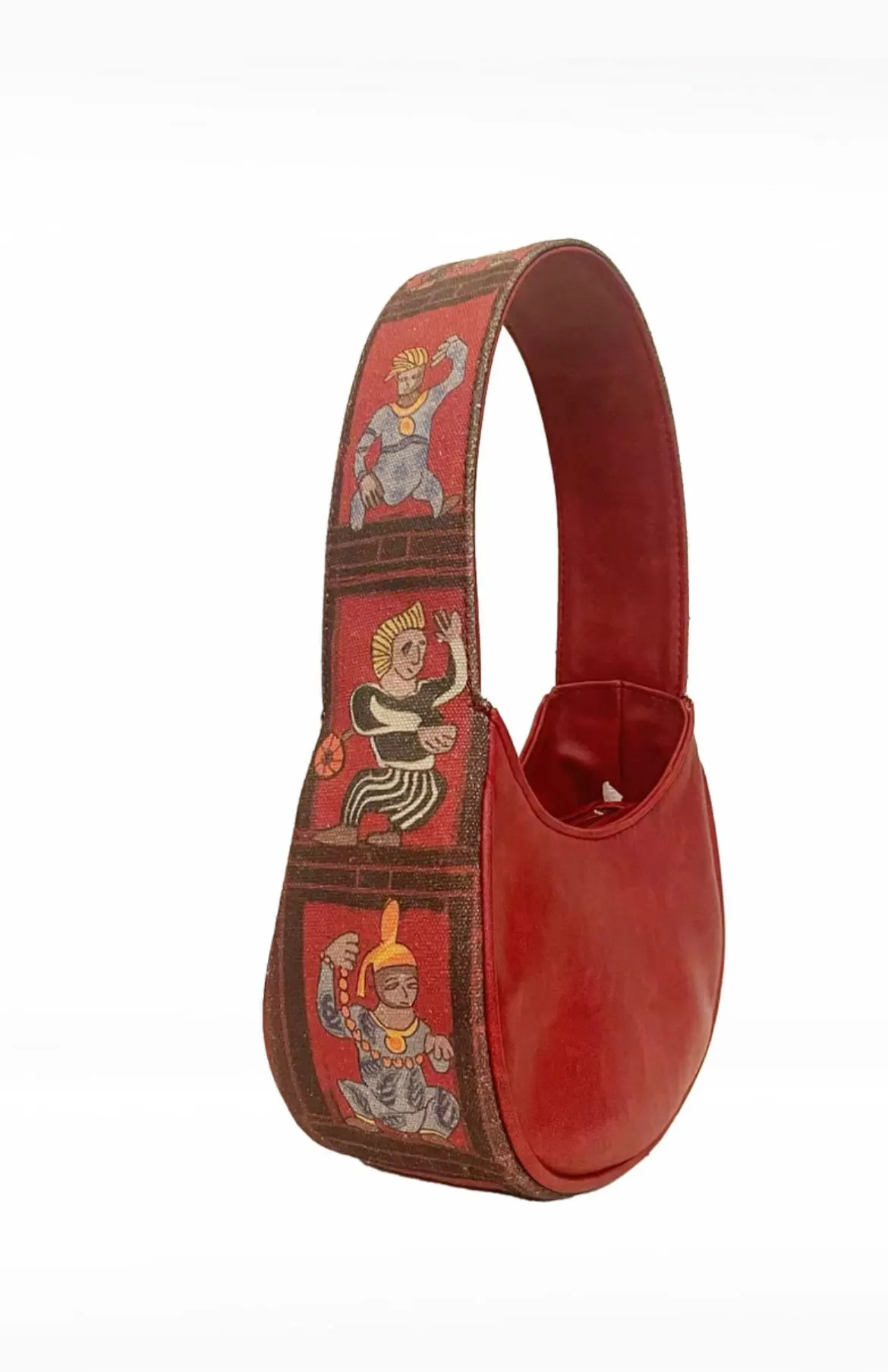 A red hand-painted bag